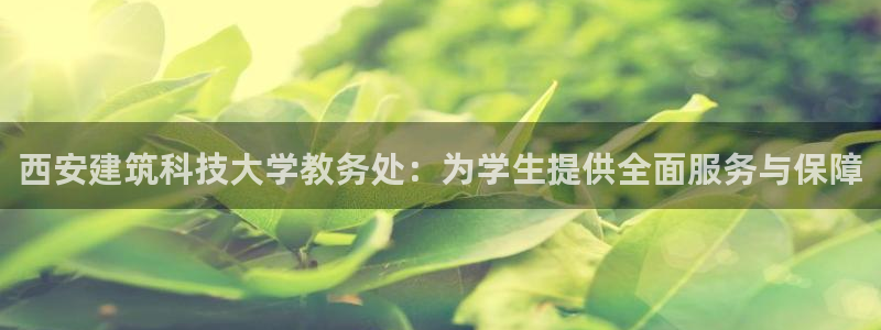 乐发彩票登录平台：西安建筑科技大学教务处：为学生提供全面服务与保障